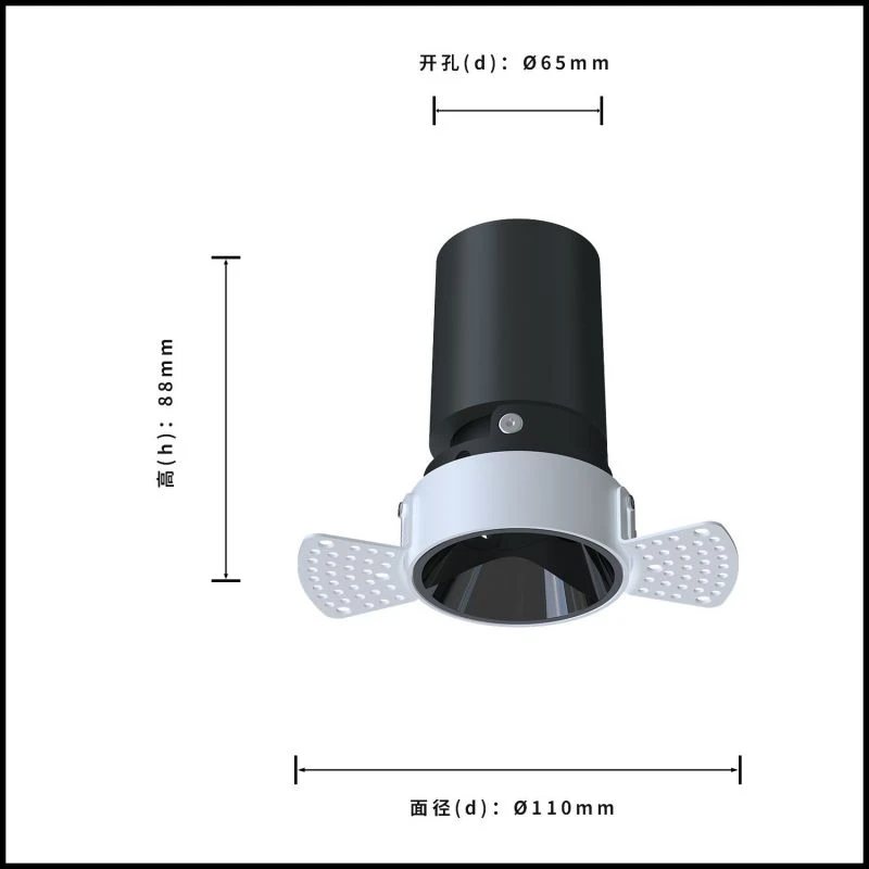 DL4013-Size552 DL4013 Trimless Recessed Adjustable Head CREE COB LED DOWN LIGHT