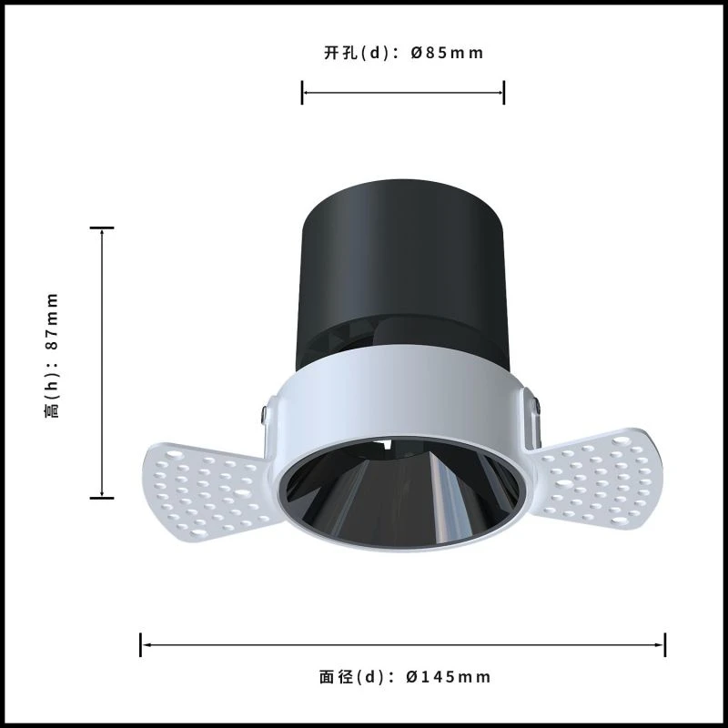 DL4013-Size751 DL4013 Trimless Recessed Adjustable Head CREE COB LED DOWN LIGHT