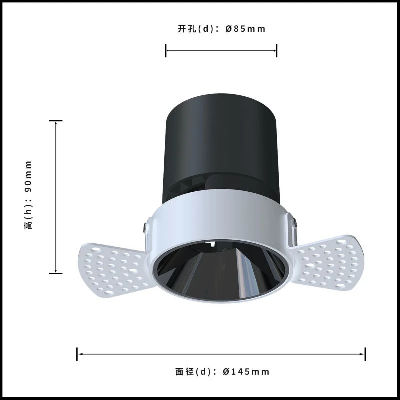 DL4013-Size752 DL4013 Trimless Recessed Adjustable Head CREE COB LED DOWN LIGHT
