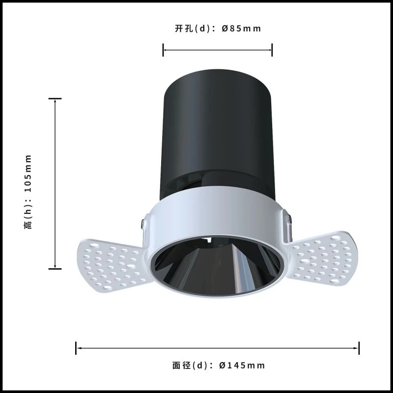 DL4013-Size753 DL4013 Trimless Recessed Adjustable Head CREE COB LED DOWN LIGHT