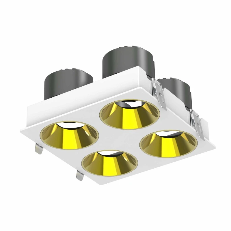 DL4015-4-8 DL4015 LED Downlight with Cree COB Technology, Adjustable Angle, Four-Head, 5-Year Warranty