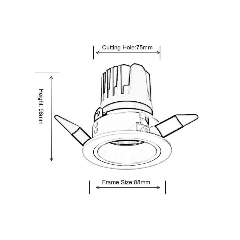 DL4047-Size4 LEDTEK DL4047 COB LED Downlight