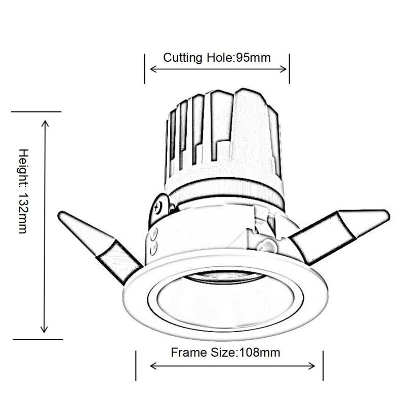 DL4047-Size7 LEDTEK DL4047 COB LED Downlight