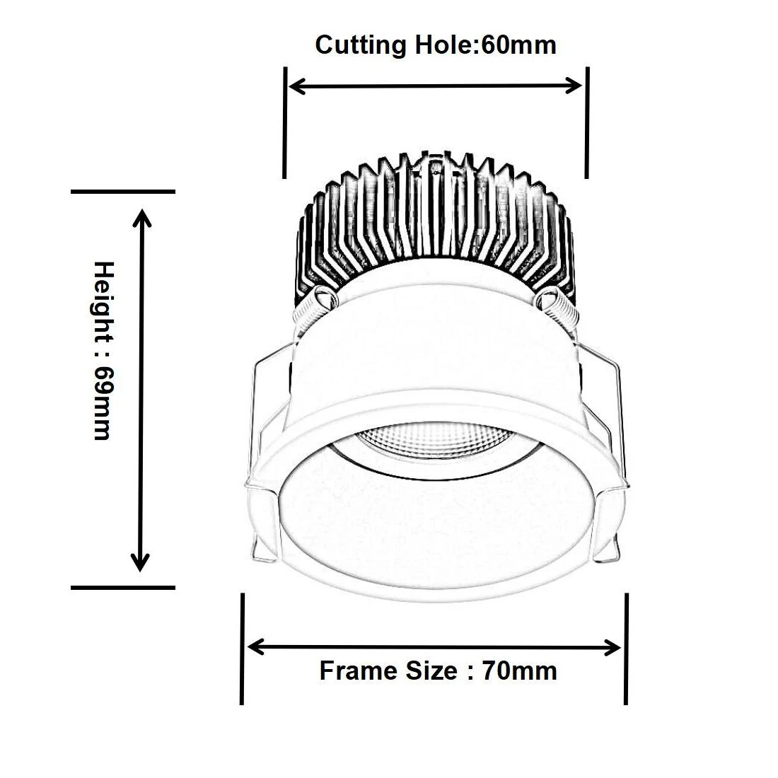 DL4056-Size01 DL4056 Narrow Trim LED Downlight 5W-25W 15° 24° 38°
