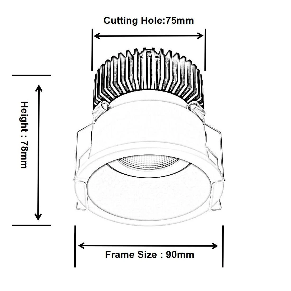 DL4056-Size02 DL4056 Narrow Trim LED Downlight 5W-25W 15° 24° 38°