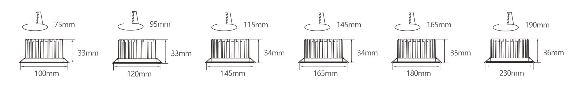 DL99-Product-Size LED 7-25W Down Light