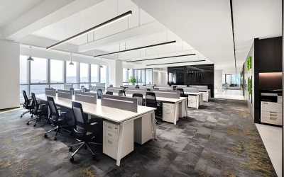 Sleek LED suspended linear light for modern office interiors, providing high-quality illumination and 5-year warranty.